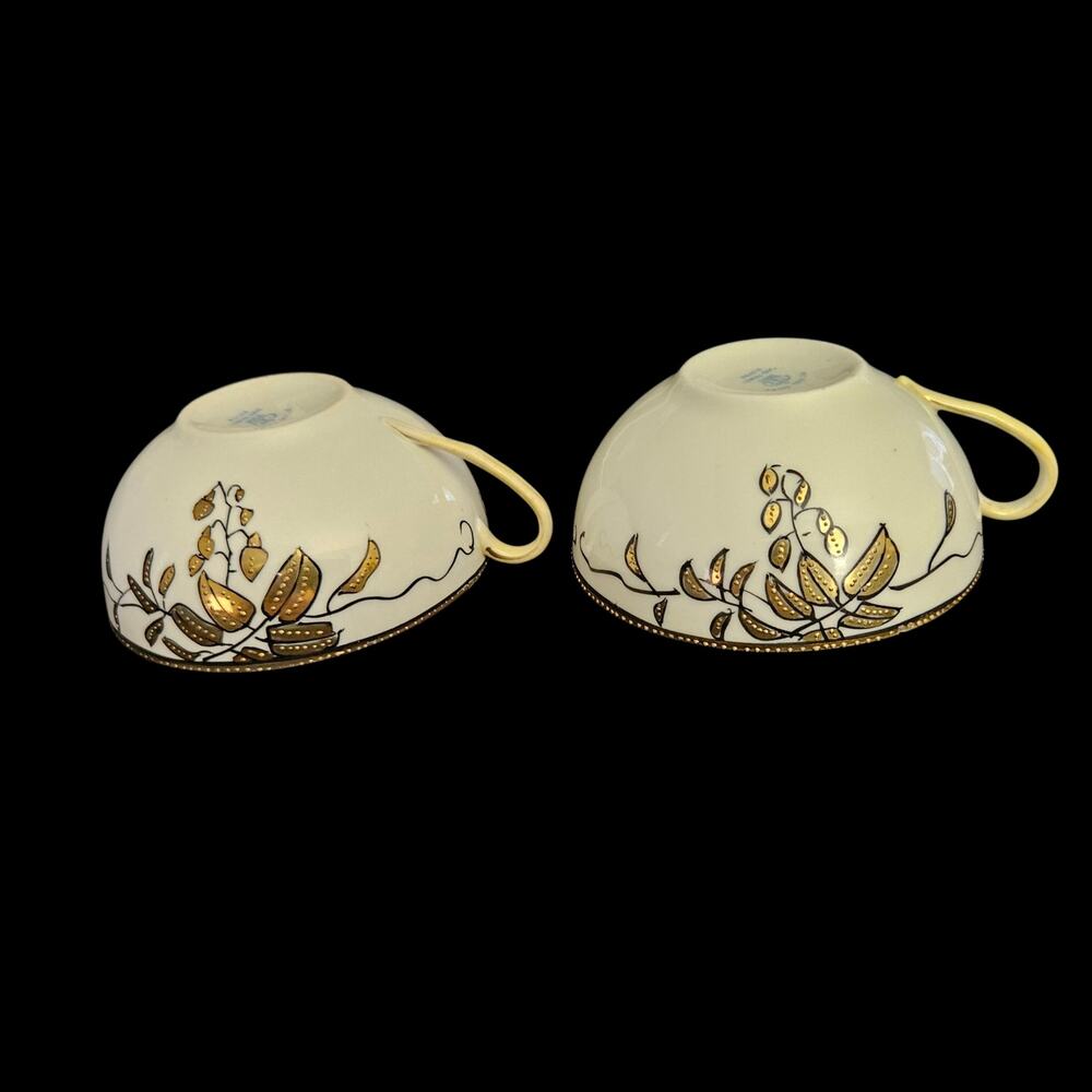 Vintage Imperial China Japan Gold Floral Teacups Set of 2 Porcelain Cups